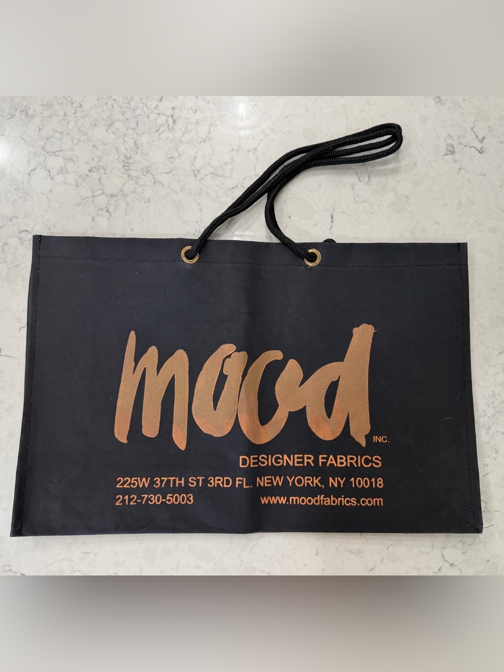 Mood Designer Fabrics Black Tote with Copper Logo Project Runway - Picture 2 of 4